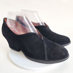 L' Amour‎ Des Pieds Womens Jesicca Suede Loafer Heels V-Cut Shoes Black Size 7.5